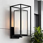 Edvivi Outdoor Wall Lights Exterior, Matte Black Wall Sconce Lantern Lamp Light with Seedy Glass Shade, 18 in. H 1-Light Wate