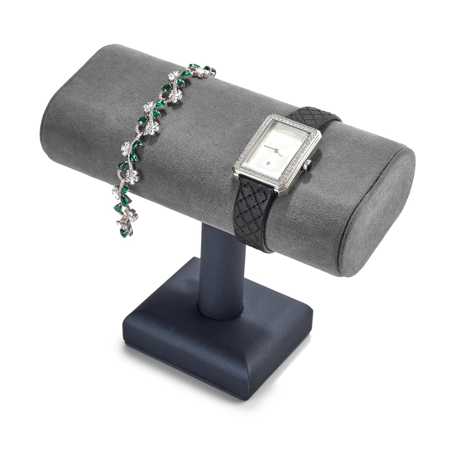 Oirlv Luxury Dark Grey Watch Storage Stand Soft Microfiber Watch Display Holder for Dresser, Nightstand, Jewellery Exhibition