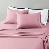 Amazon Basics Lightweight Microfiber 4-Piece Bed Sheet Set, Full, Rose, Solid
