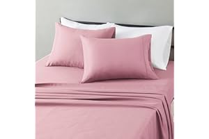 鶹 Basics Lightweight Super Soft Microfiber Sheet Set with Pillowcase, Rose, Solid, Queen