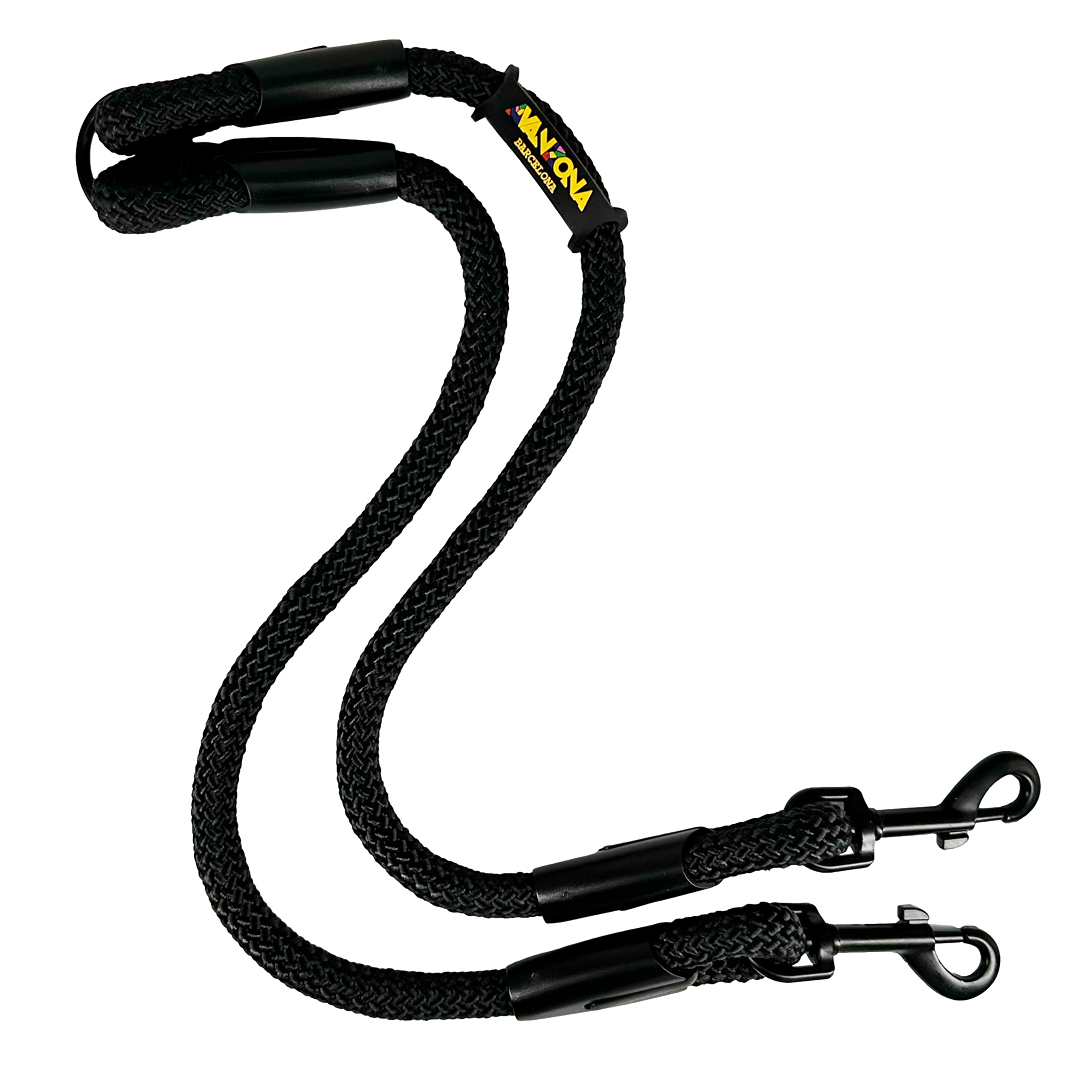 Dog Lead, Double Hooks for 2 Dogs, Made in Spain, for Small Medium and Large Dogs. Black โ image 1