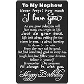 TANWIH Nephew Birthday Card, Happy Birthday Nephew, Inspirational Engraved Birthday Greeting Card for Nephew