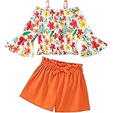 Weebaby Girls Clothes 2 Piece Outfits Cute Kid Clothes Crop Top Paperbag Waist Shorts Set Summer Clothes for Tween Girls