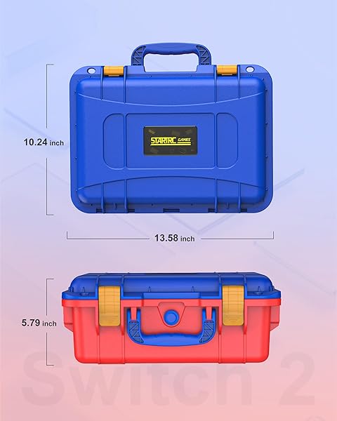 STARTRC GAMES HARD CARRYING CASE FOR NINTENDO SWITCH 2, PROFESSIONAL DELUXE IP67 WATERPROOF, SOFT LINING HARD TRAVEL CASE FOR NINTENDO SWITCH 2 CONSOLE PRO CONTROLLER & ACCESSORIES (RED & BLUE)