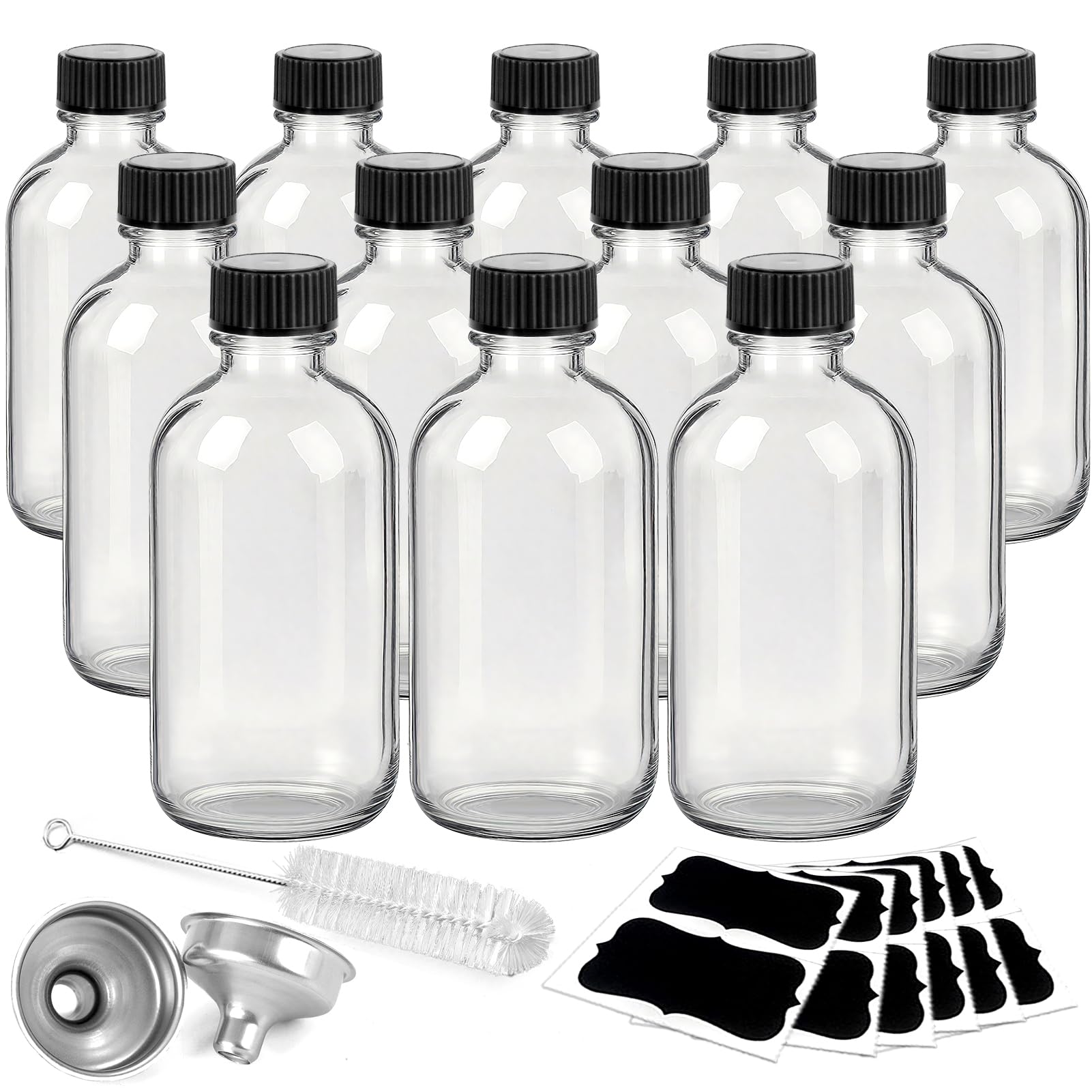 Photo 1 of 12 Pack 2oz Clear Glass Shot Bottles with Caps and Funnels-Leakproof Mini Jars for DIY Decoration Indoor Floral Arrangements, Windowsill Hydroponics