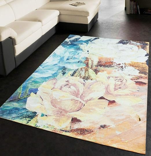 Emmevi Tappeto Salotto Moderno Rose Multicolore Sala Scendi