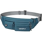 WATERFLY Small Crossbody Fanny Pack: 5 Pocket Slim Lightweight Waist Belt Hip Bag for Women Men Water Resistant Chest Pouch for Travel Hiking Running Walking Fit All Phones - Peacock Blue