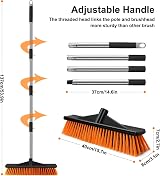 Newthinking Yard Broom Outdoor Heavy Duty 40cm Wide Brush Head Stainless Handle view 4
