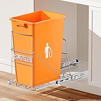 RUNMI Pull Out Kitchen Trash Can Under Cabinet, Adjustable Slider for 35-Quart Garbage, Under Sink Rack, Trash Can Not Includ