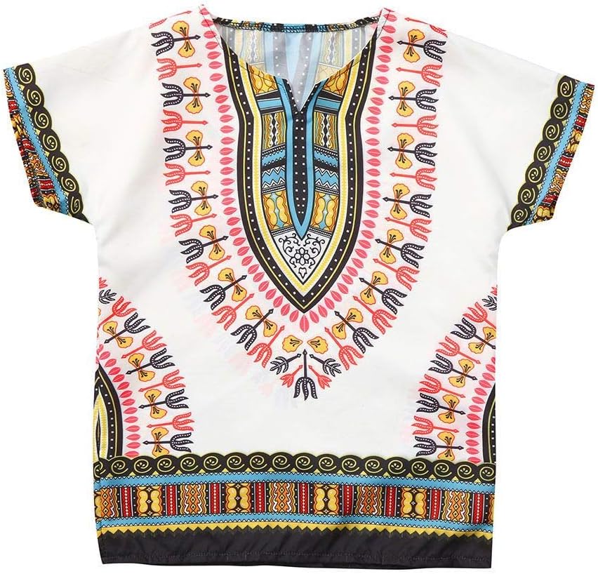 New~Colorful Short Sleeve for Kids,Bright African Colour Child Dashiki T Shirt Tee Tops Vest Viahwyt Baby Clothing