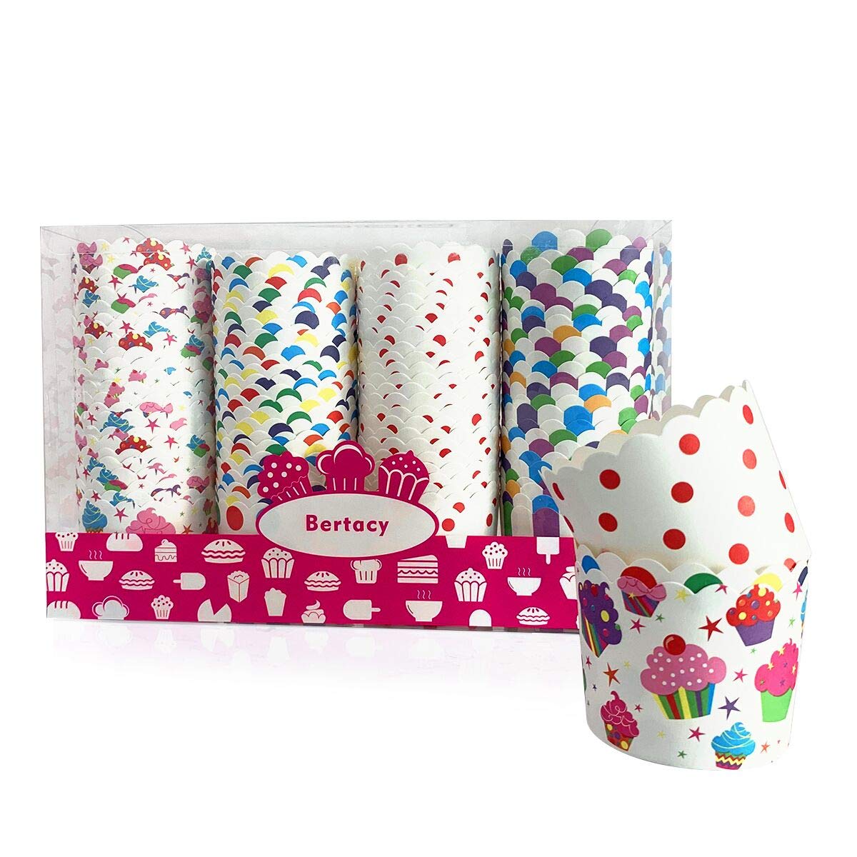 Bertacy Quality Cupcake Baking Cups Disposable Cake Baking Cup Cupcake Muffin Fit Home Party(100pcs)