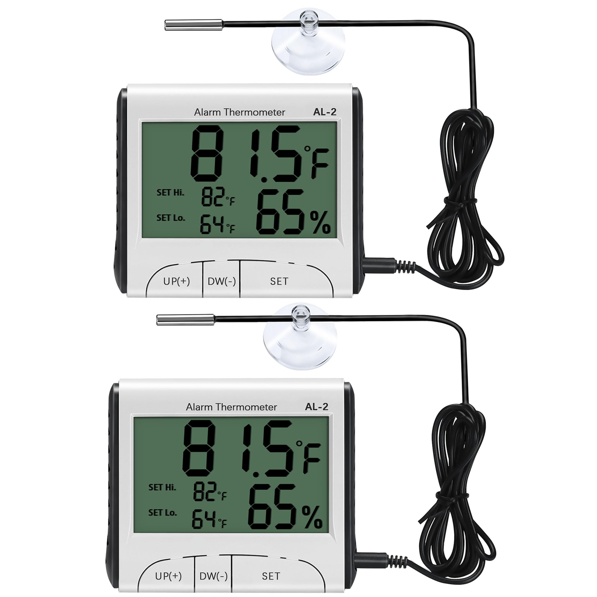 LXSZRPH Reptile Thermometer Hygrometer with High Low Temperature Alarm Digital Aquarium Thermometer with Hook and Loop Temperature Humidity Meter Gauge for Terrariums, Vivariums, Reptile Tanks (2)
