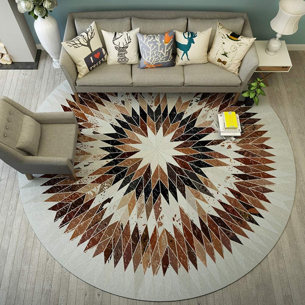 Loartee Modern Geometric Design Round Area Rugs Carpet Contemporary Soft Living Dining Room
