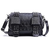 SUKUTU Womens Punk Skull Rivet Shoulder Bag PU Leather Goth Crossbody Bag with Chain Wallet Purse for Girls