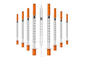 GODCREAT 1ml/cc Syringe with Needle, 30 Gauge 1/2 inch Disposable Lab Dispensing Supplies Individually Wrapped, Pack of 25