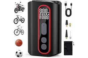 CKWUE Mini Electric Bike Pump, 4X Faster 160 PSI Bike Tire Pump with Guage Auto Stop, Portable Bicycle Pump with Presta Valve