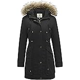 WenVen Women's Winter Thicken Fleece Jacket Fur Hooded Military Parka Coat