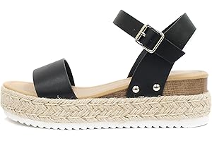 Soda CLIP ~ Women Open Toe Ankle Strap Platform Espadrille Sandal