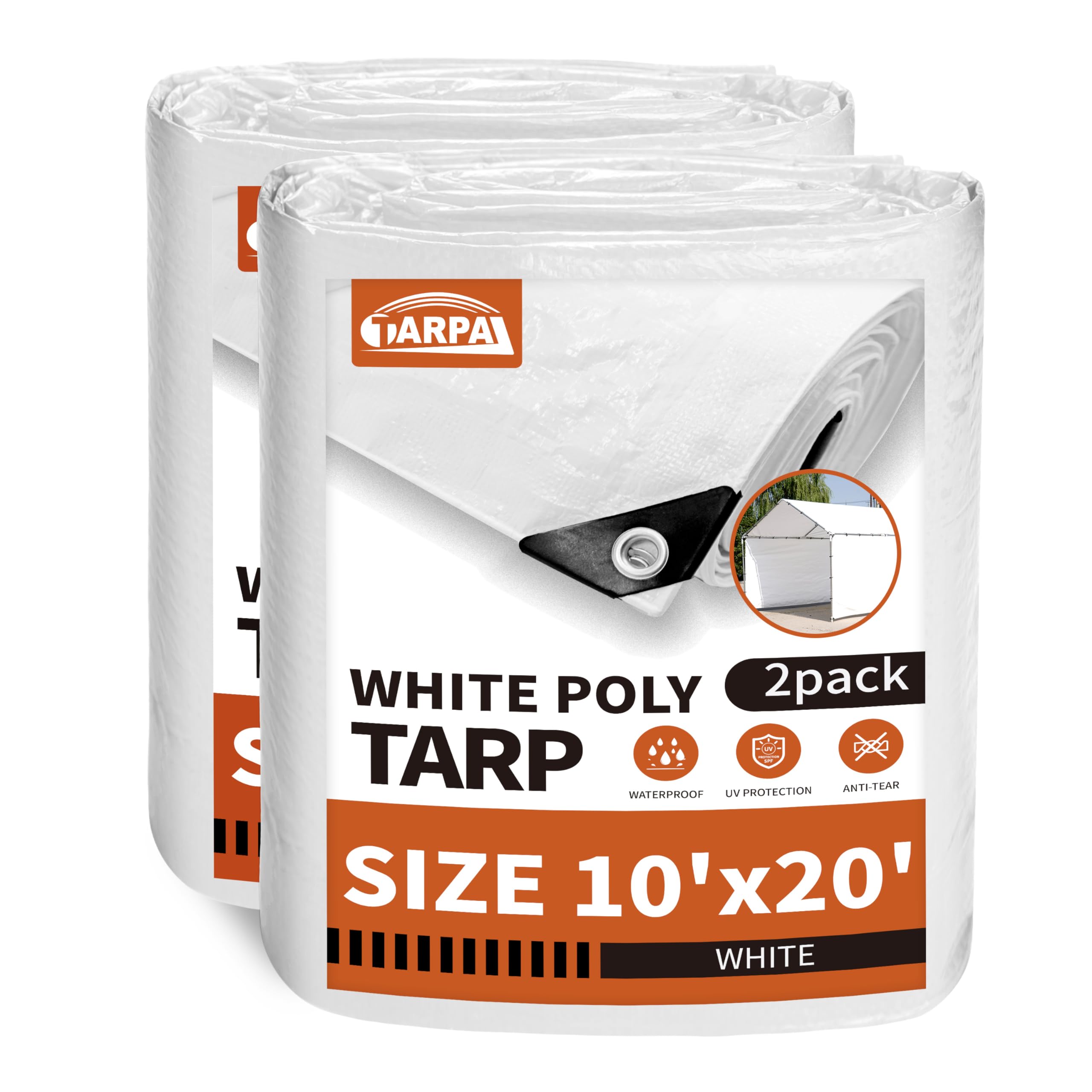 TARPAL 10'x20' White Tarp Waterproof 7.5