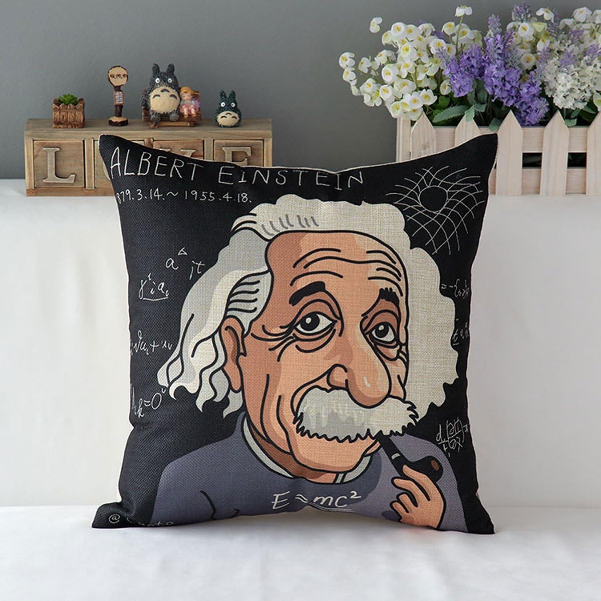 TavasDecor 17" Retro Vintage Home Decorative Cotton Linen Throw Pillow Case Cushion Cover - Albert Einstein