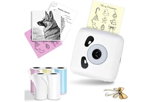 BORN4SHIP Mini Sticker Printer with 5 Roll Thermal Paper- Sticker Maker Machine - 300Dpi Portable Sticker Maker for Kids Scrapbook/DIY/Journal/Travel/Photo, Compatible with iOS&Android