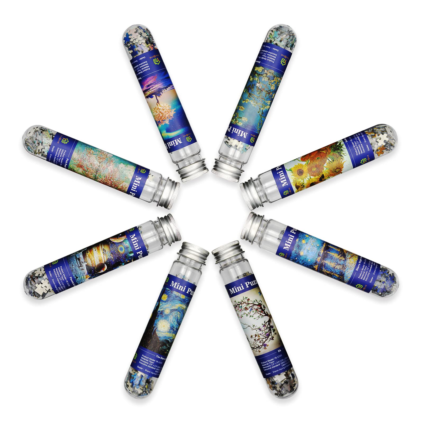 Mini Jigsaw Puzzles for Adults 234 Pieces - 8 Packs Small Test Tube Micro Puzzle - Challenging - Home Decor Entertainment - 6x4in