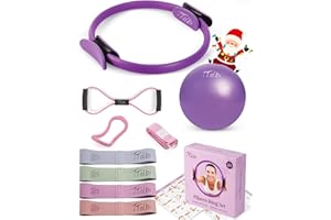 TTolbi Pilates Equipment - 10-in-1 Pilates Ring and Ball Set | Home Pilates Essentials Kit for Women & Accessories for at Home Workouts to Tone, Strengthen, Balance & Improve Flexibility