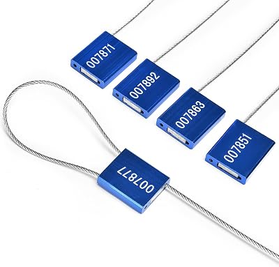 Lzbignun 50pcs Blue Cable Security Seals Numbered Tamper Proof Metal Wire