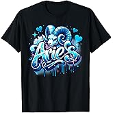 Blue Aries Zodiac Star Sign T-Shirt