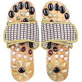 Comfecto Acupressure Massage Slippers with Earth Stone, Wooden Reflexology Acupuncture Sandals for Plantar Fasciitis Therapy, Fit 8-9.5 Men / 9.5-11 Women Feet Size