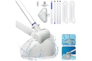 Binzvan Pool Vacuum for Above Ground Pool, Portable Pool Vacuum Power by Filter Pump,Small Pool Cleaner with Adjustable 61.5 inch Pole, Pool Cleaning kit for Spa Inground & Inflatable Pool, 10ft Hose
