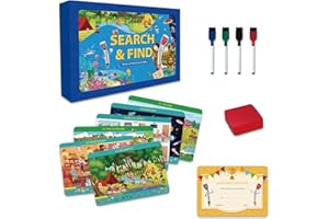 BoAn Search and Find Book for Kids Over 3 Years Old,Educational Toys for Girls and Boys,Preschool Learning Activities,Reusable Dry Erase Activity Mats with Markers