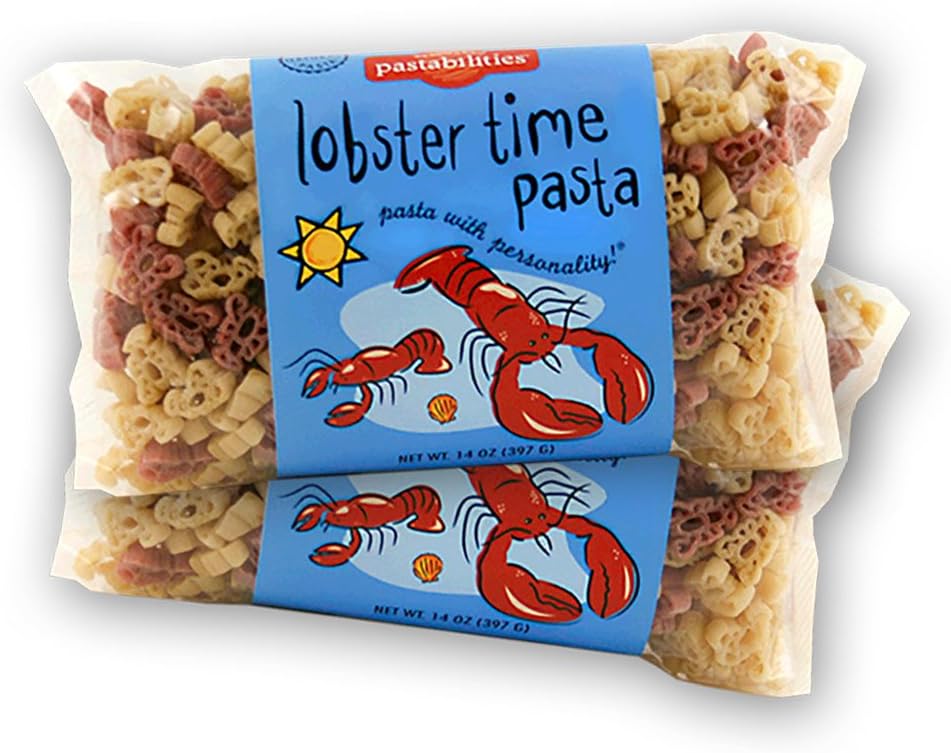 Pastabilities Fun Shaped Pasta for Kids - Lobster Pasta - Seafood Animal Theme, Non-GMO Natural Wheat Pasta, All-Natural, Kosher Certified, Made in the USA, (2 Pack,14 Oz)