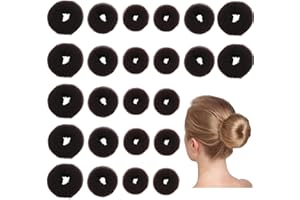 WSERE 18pcs Hair Bun Maker Shaper, Black Hair Donut Bun Maker, Hair Doughnut Shaper Bun Twister, Foam Sponge Doughnuts Sock B