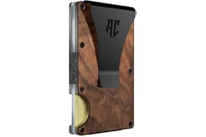 APEX CARRY wallets for men, Men's Minimalist Credit Card Holder - Slim Wallet for Men with RFID Blocking - Front Pocket Metal Wallet with Money Clip (Walnut)