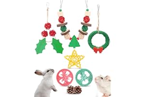 Xylolfsty 8PCS Christmas Guinea Pig Toys Xmas Chinchilla Toys Hamster Bunny Rabbit Treats for Teeth Grinding Christmas Decor for Small Pet Cage Christmas pet Accessories Gifts Idea