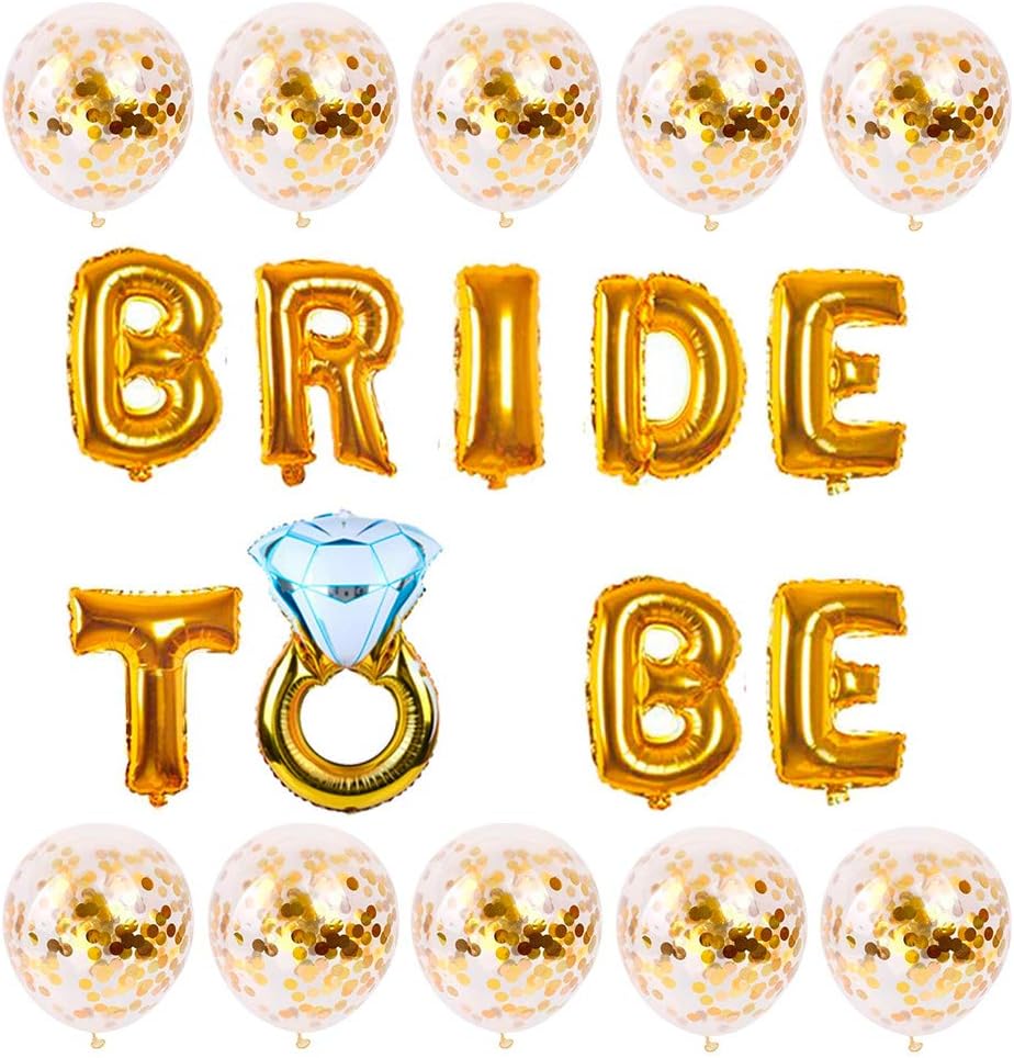 EZESO Bride To Be Balloons Banner Hen Party Decoration Supplies (Gold)