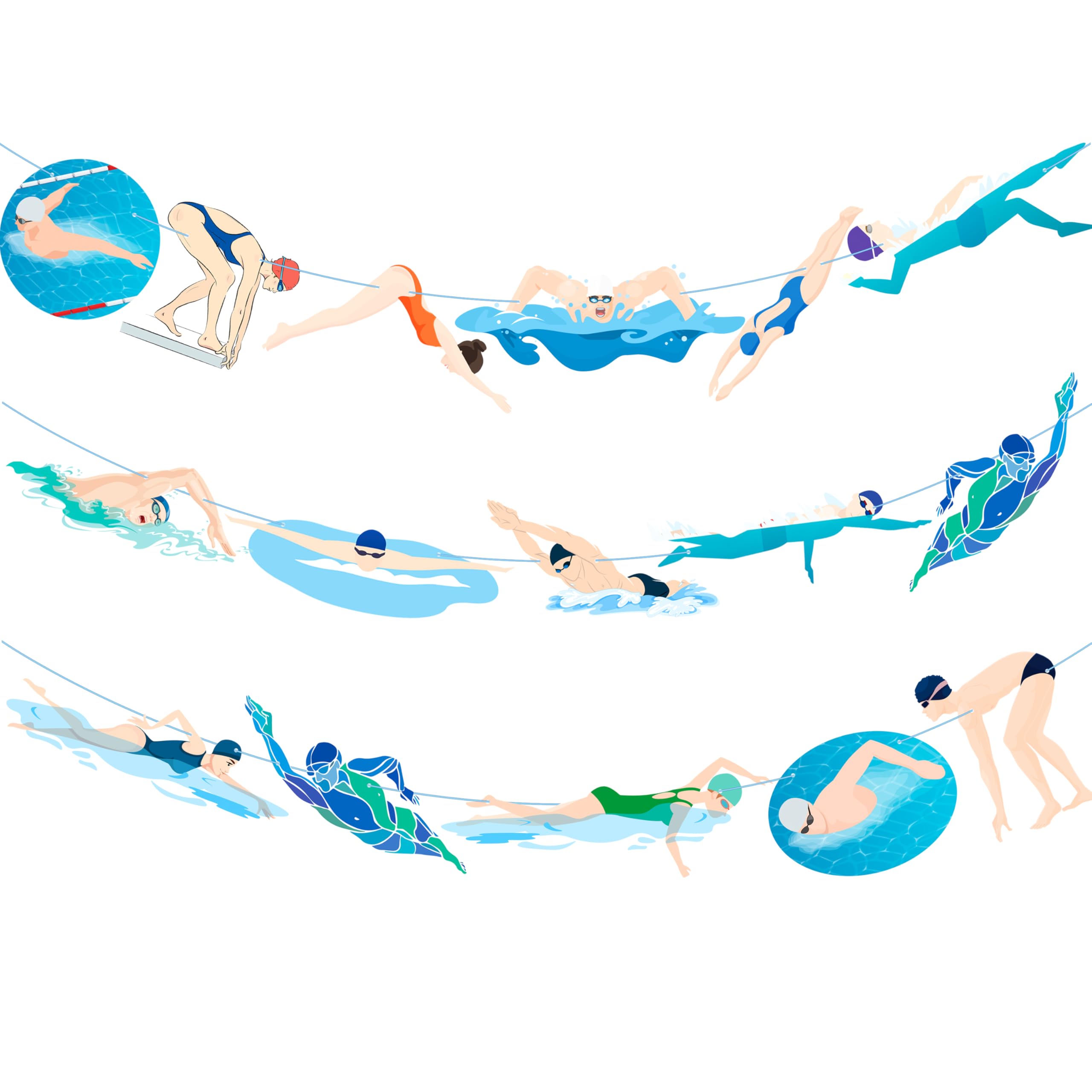 Photo 1 of Swimming Party Banner Swimming Sport Party Banners 2pcs Swimmer Birthday Decorations Swim Team Party Hanging Decoration for Summer Holiday Baby Shower Supplies