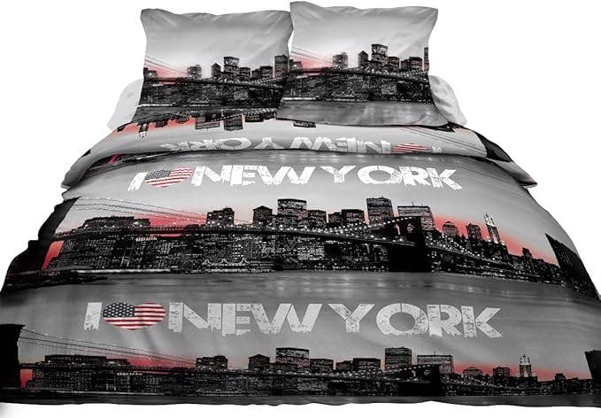 Housse De Couette 220x240 2 Taies Pur Coton 57 Fils New York Amazon Fr Cuisine Maison