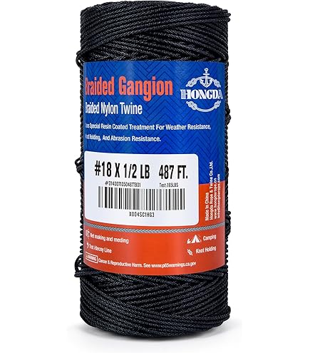 Tarred (Black) Nylon Twine, Twisted. Size #18, 1 lb 6-Pack : Tools & Home Improvement
