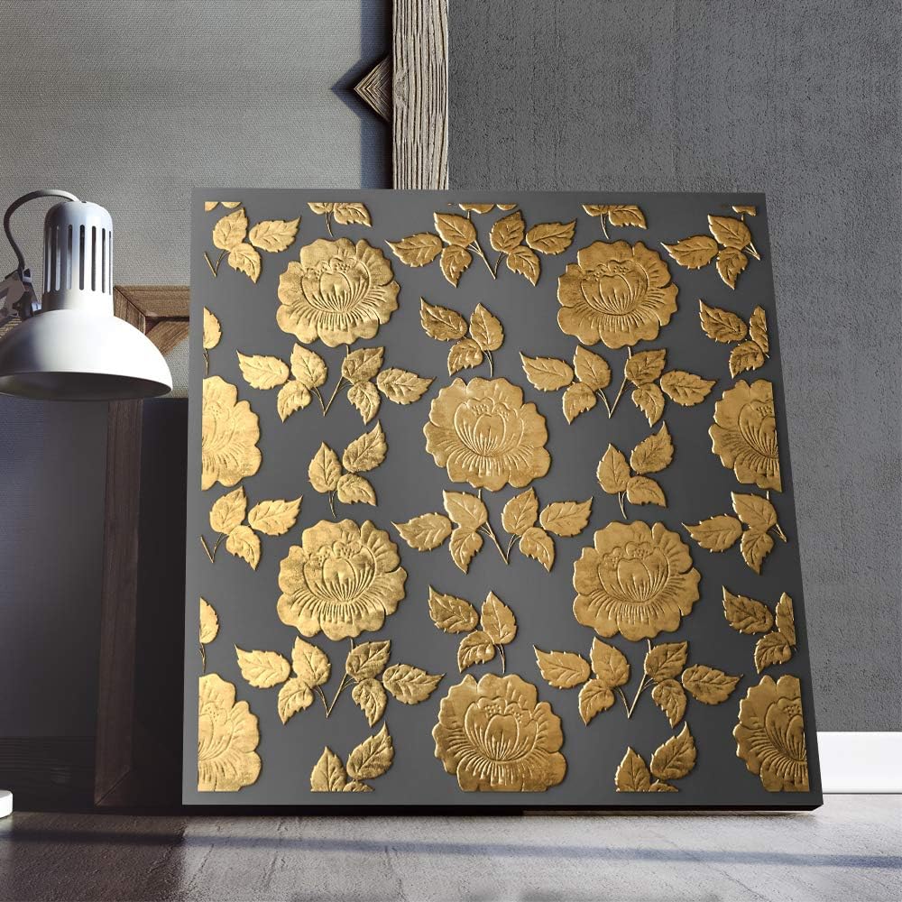 IDEA4WALL Canvas Wall Art Gold Abstract Painting Artwork for Home Prints Framed - 24x24 inches