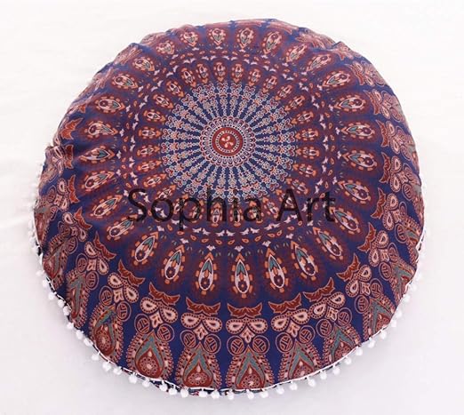 Decorative Mandala Pillow Sham Sophia Art Large 32 Round Pillow Cover Pom Pom Pillow Cases Outdoor Cushion Cover Indian Bohemian Ottoman Poufs White Sports Outdoors Sports Equipment Urbytus Com