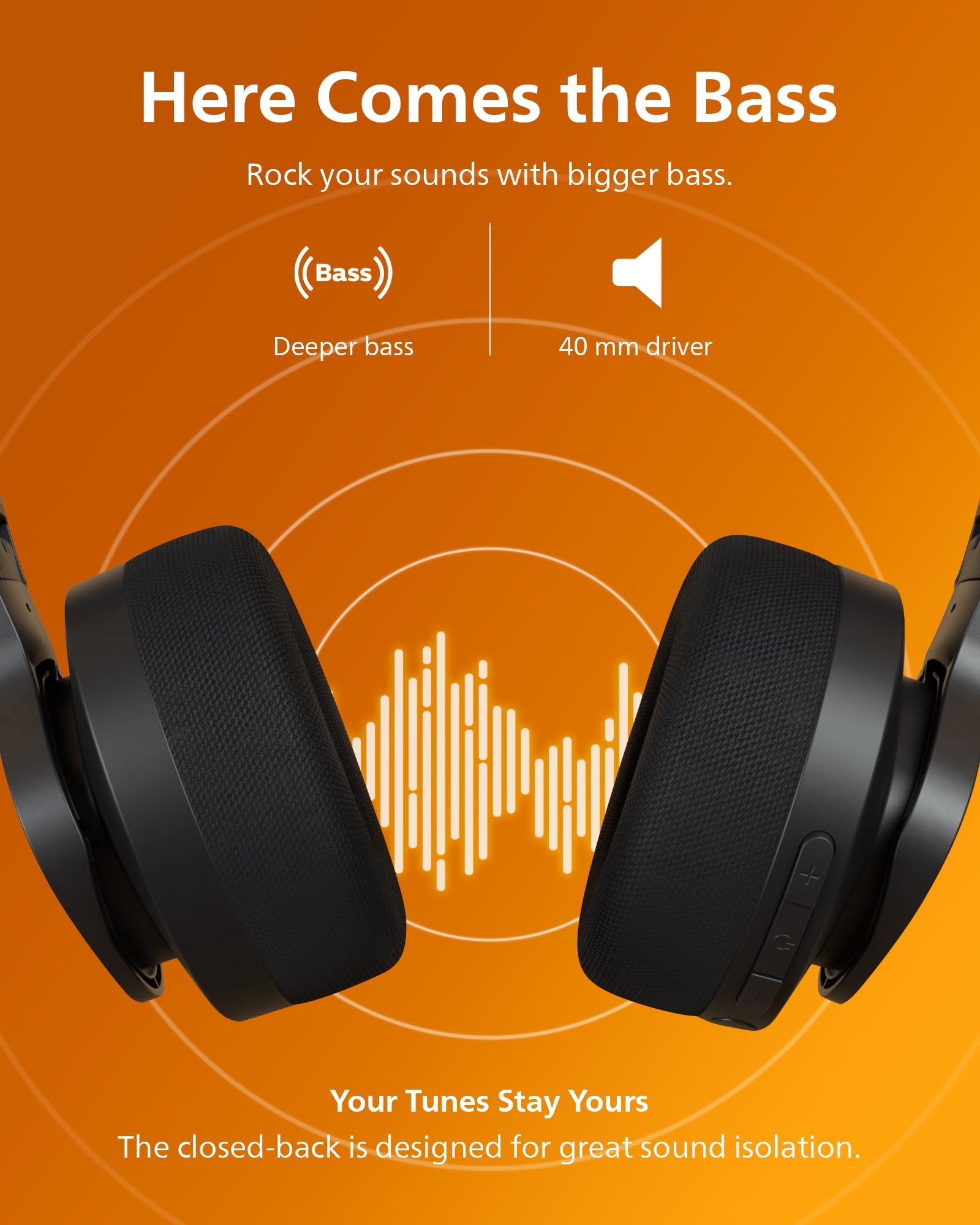 PHILIPS A4216 Wireless Headphones, Over-Ear Bluetooth Headphones with Powerful Bass, Sound, 40 mm Drivers, 35 Hours Battery, Fast Charging,230g Lightweight, Washable/Cooling Ear-Cup, IP55, Black