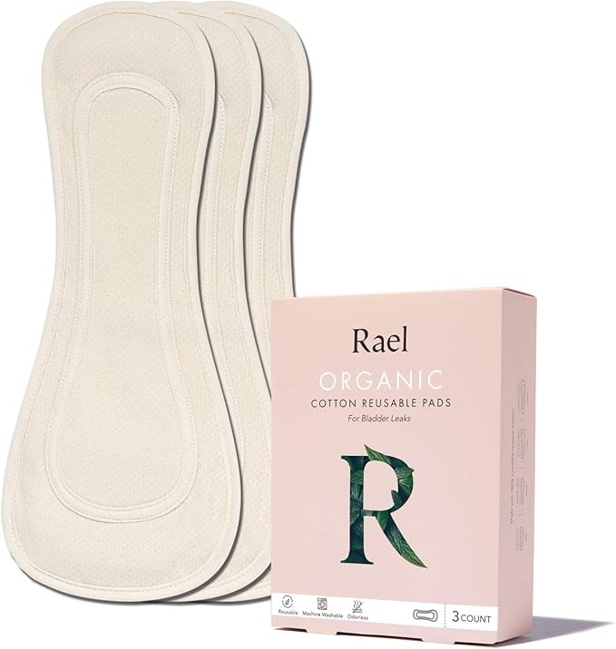 Rael Organic Reusable Bladder Pads Thin Cloth Pads, Leak