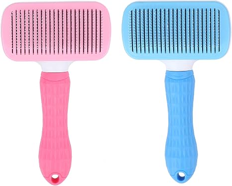 Amazon 犬のヘアブラシ かわいい耐久性のあるマッサージ粒子ペットのヘアブラシ グルーミングブラシ用のピンクの犬のペットブラシペットのヘアブラシ 溝ブラシ オンライン通販