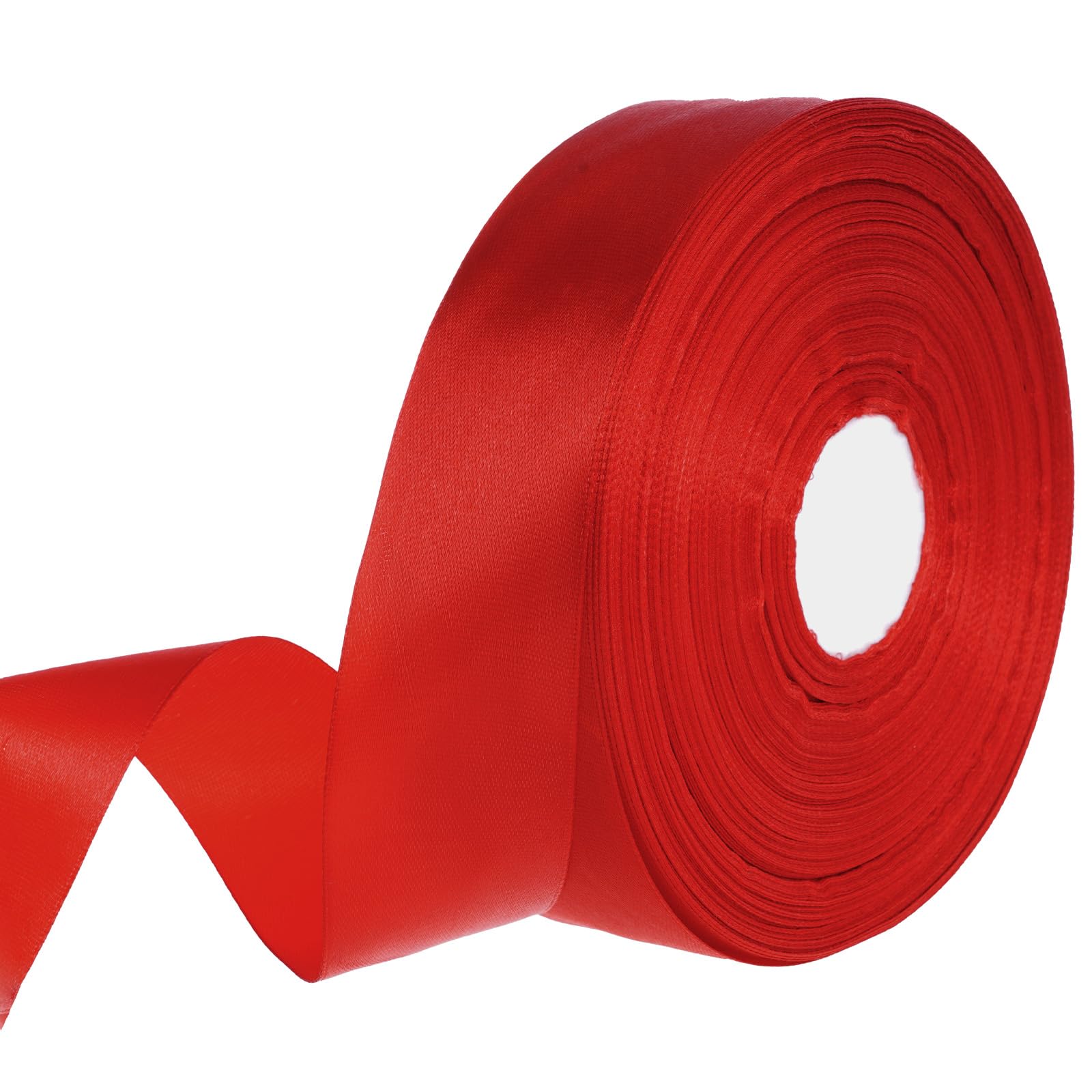 Photo 1 of YKYUASD Satin Ribbon with Spool 1-1/2" Wide x 100 Yards Craft Solid Fabric Ribbon for Wedding Invitations Flower Arrangement Decor Gifts Wrapping DIY Home (red, 1-1/2" x 100 yds)