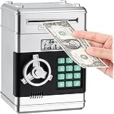 TUSEASY Piggy Bank, Birthday Toys Gifts for 4 5 6 7 8 9 10 Year Old Boys Girls, Electronic Real Money Coin ATM Machine, Plast