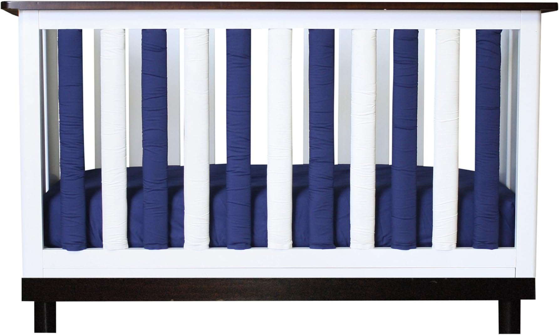 Doctor-approved, Safe Vertical Crib Liners in Navy & White Reversible Cotton 24 Pack