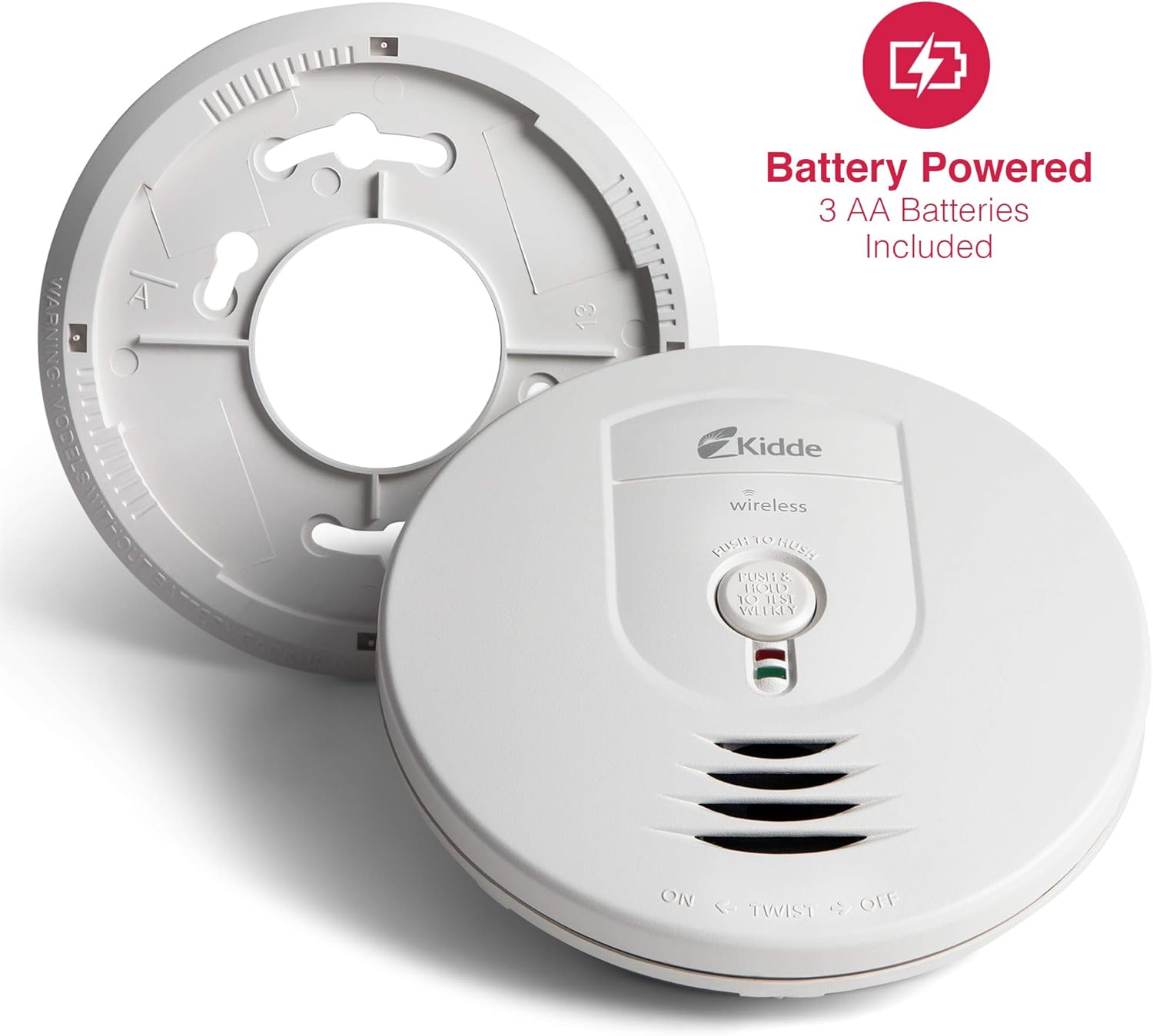 Kidde 21026044 Wireless Interconnect Battery Operated Smoke Detector Alarm | - - 