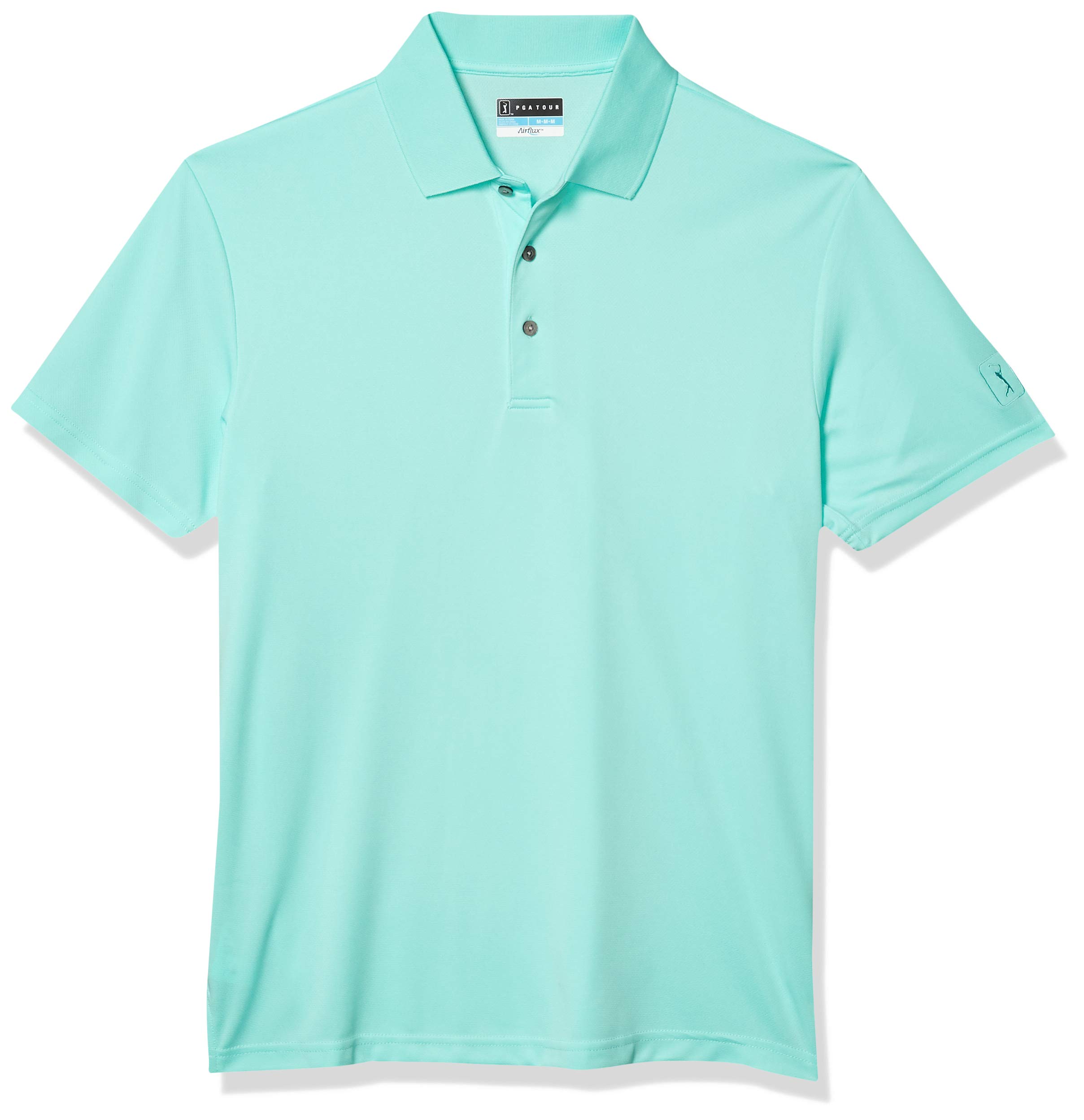 PGA Tour Men's Airflux Solid Mesh Short Sleeve Classic Golf Polo Shirt (Available in Big & Tall), Limpet Shell, 3X-Large Big Image